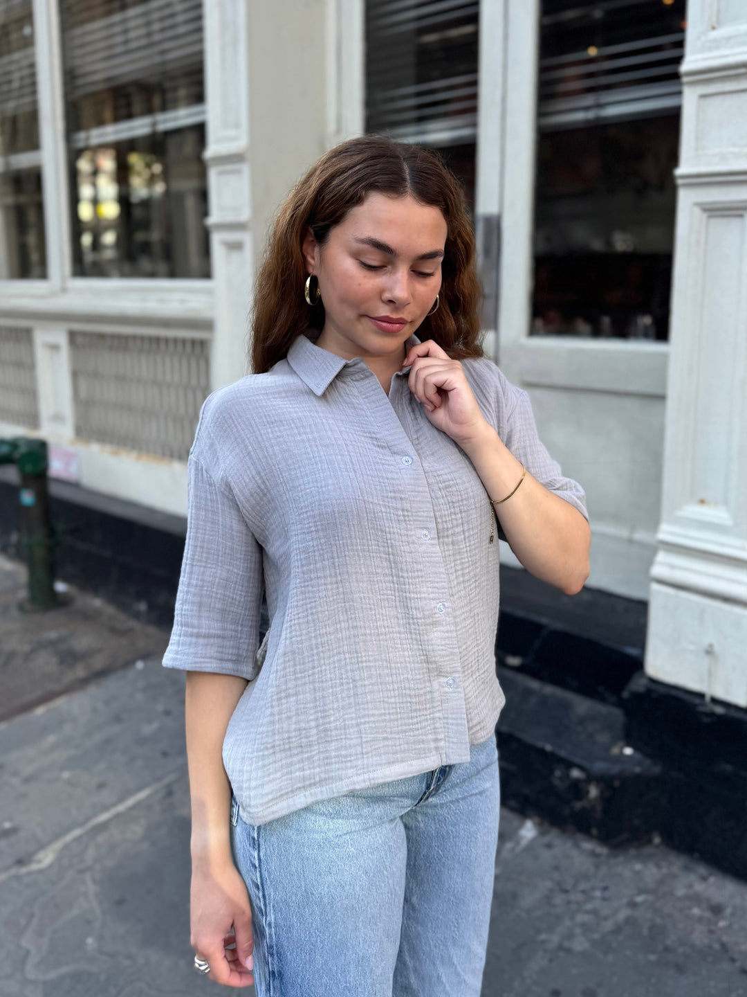 CARROLL gauze boxy shirt in Cloud Grey