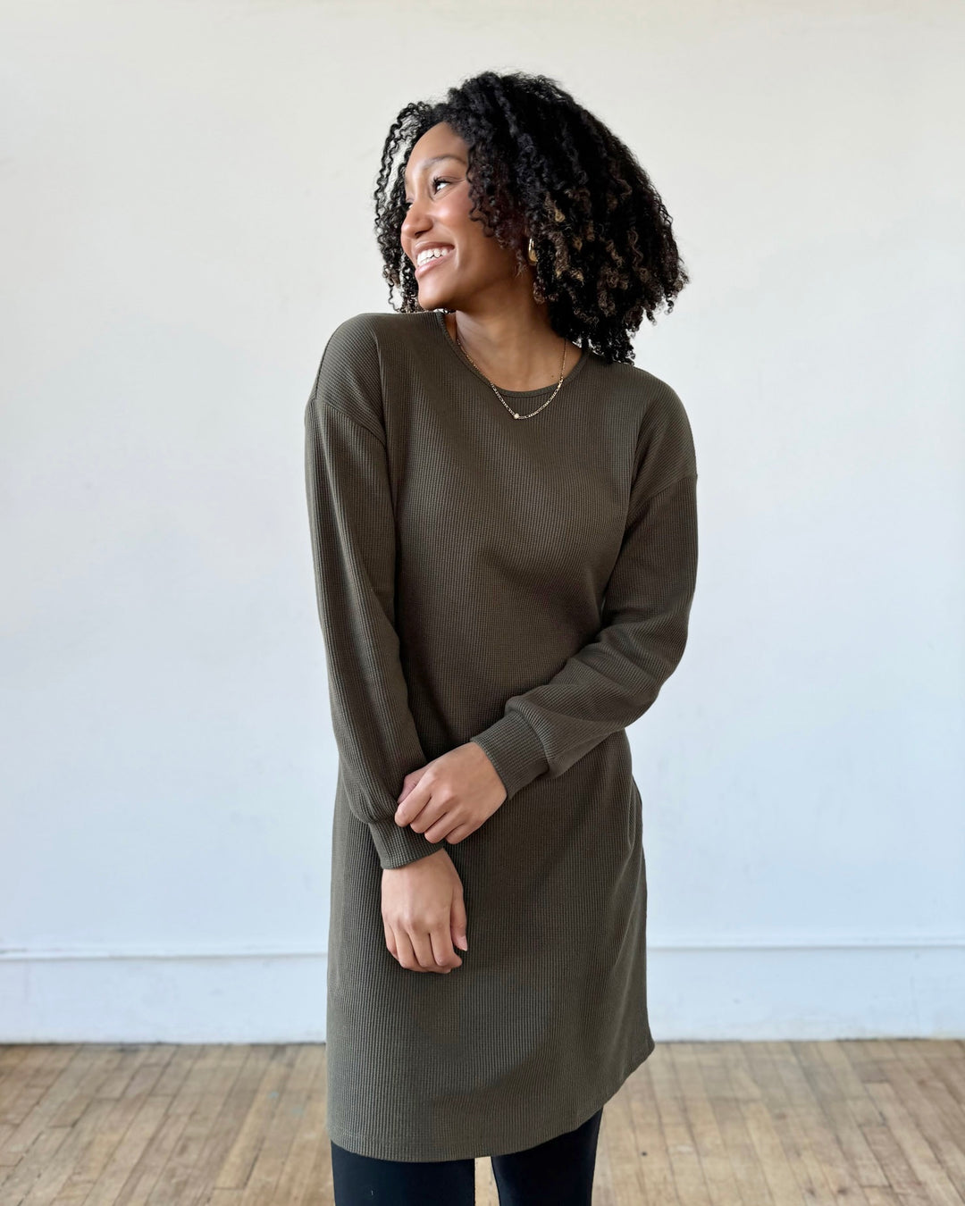 TUSCAN waffle knit dress in Crocodile Elegantees TUSCAN waffle knit dress in Crocodile Elegantees