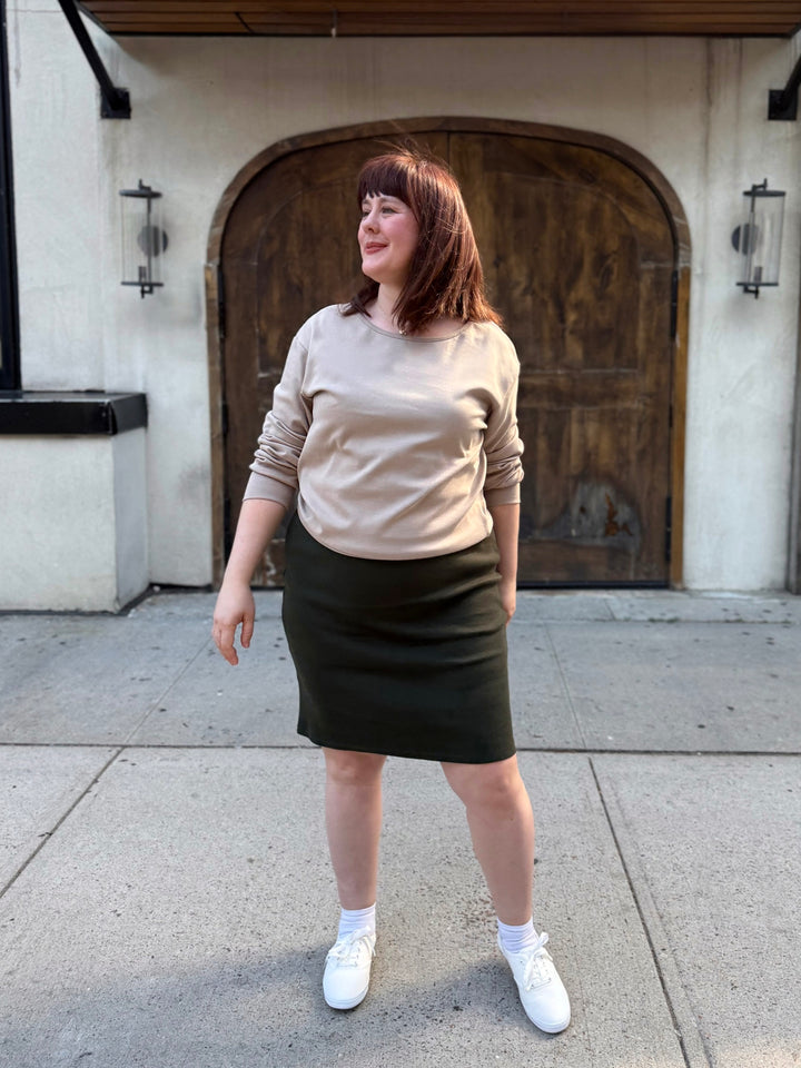 ROMY rib-knit dress in Olive Shadow