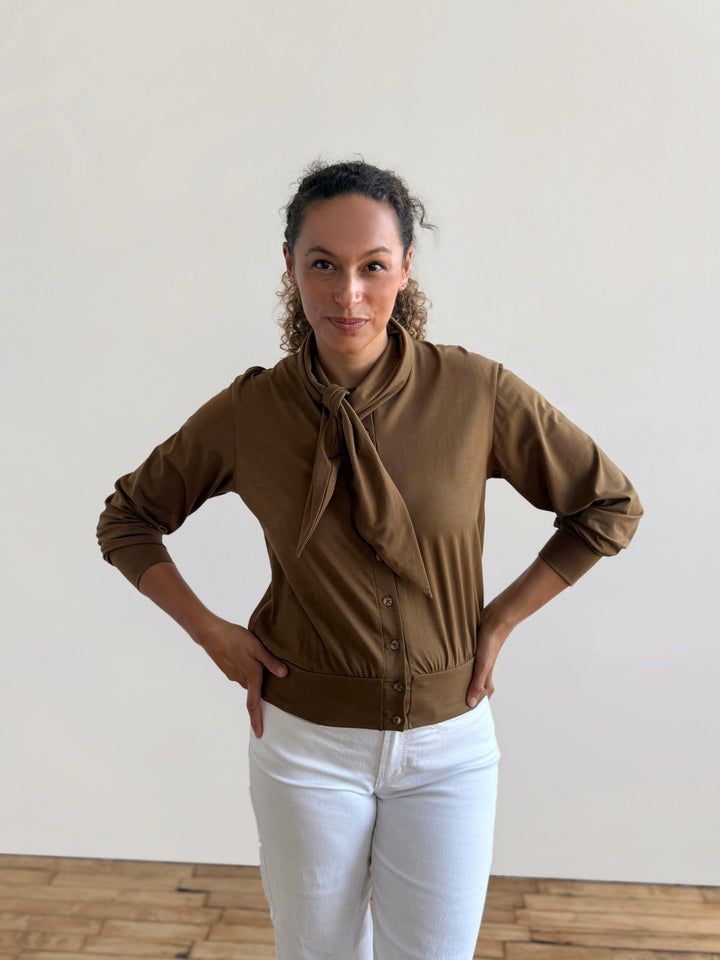 EUGENIE cardigan/top in Kona Brown
