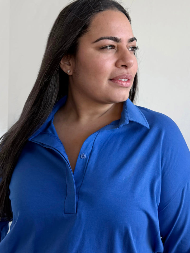 MICAH jersey top in Blue Iolite