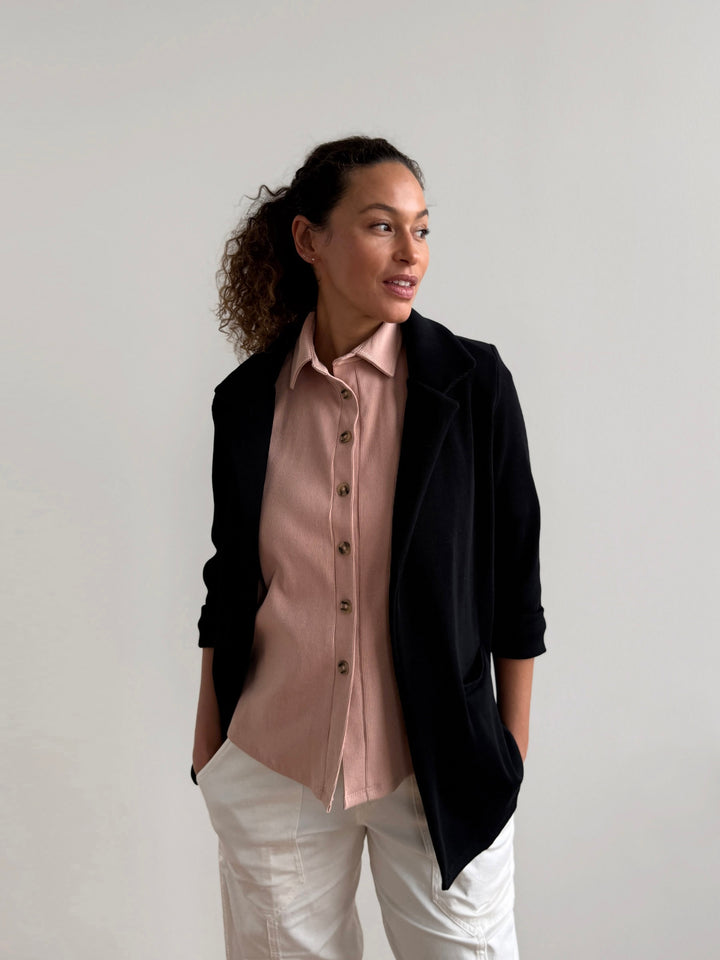POLLY rib knit top in Vintage Peach