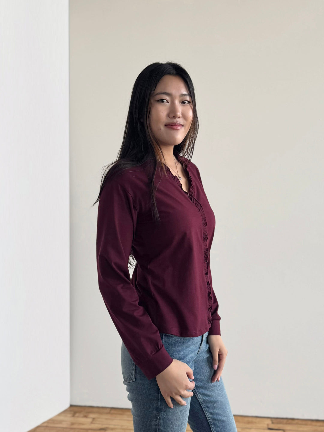 PIETRA jersey top in Merlot
