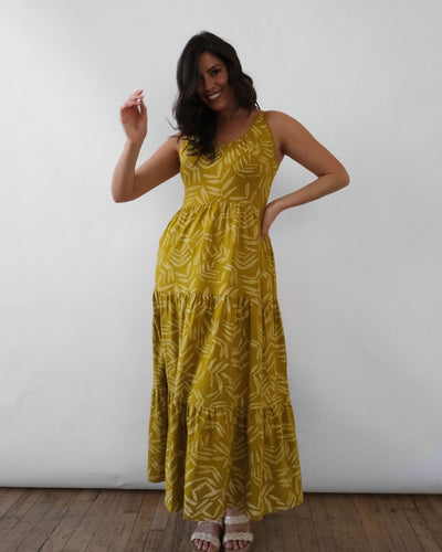 CAROLINA printed dress in Golden Fern