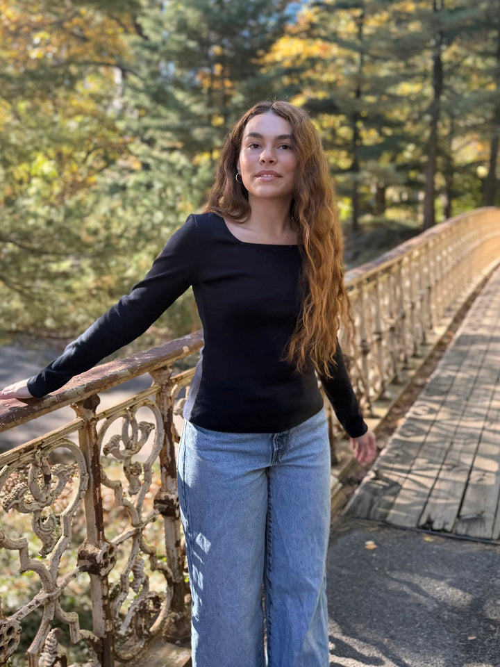 MALIA rib-knit top in Midnight Navy