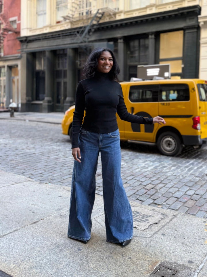 MILANE rib-knit top in Black