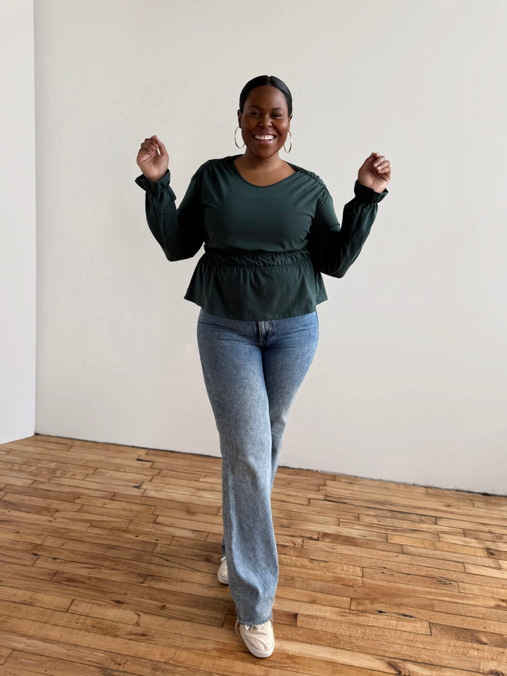 IRINA jersey top in Deep Pine