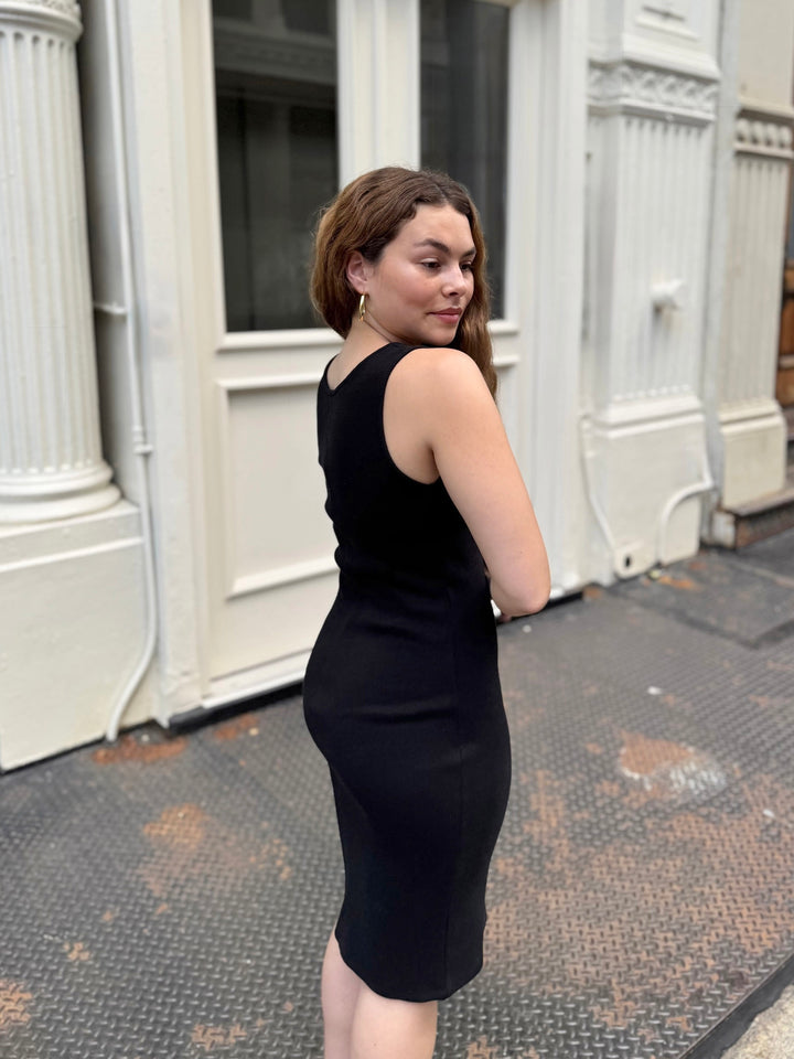 ROMY rib-knit dress in Black