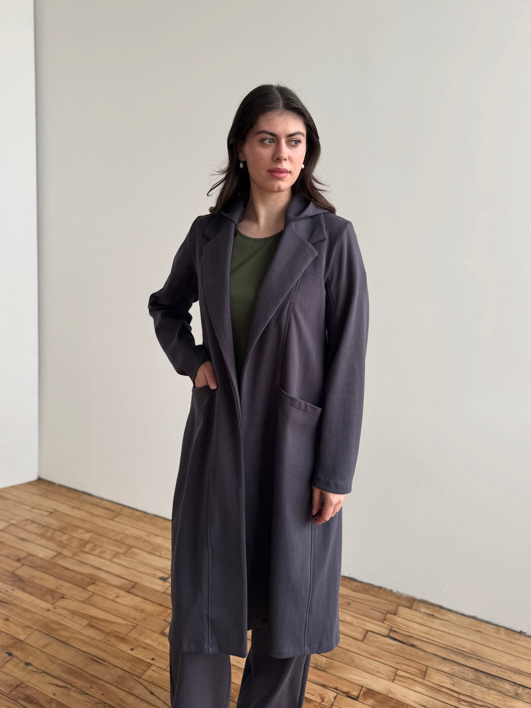 EMORY heavy knit coatigan in Gunmetal