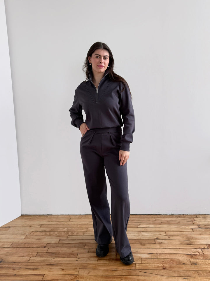 ASHER zip pullover in Gunmetal