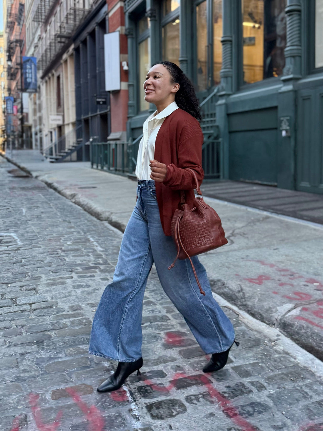 RILEY waffle knit cardigan in Cherrywood