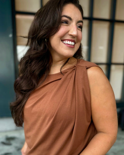 CHARLI draped top in Cacao Brown