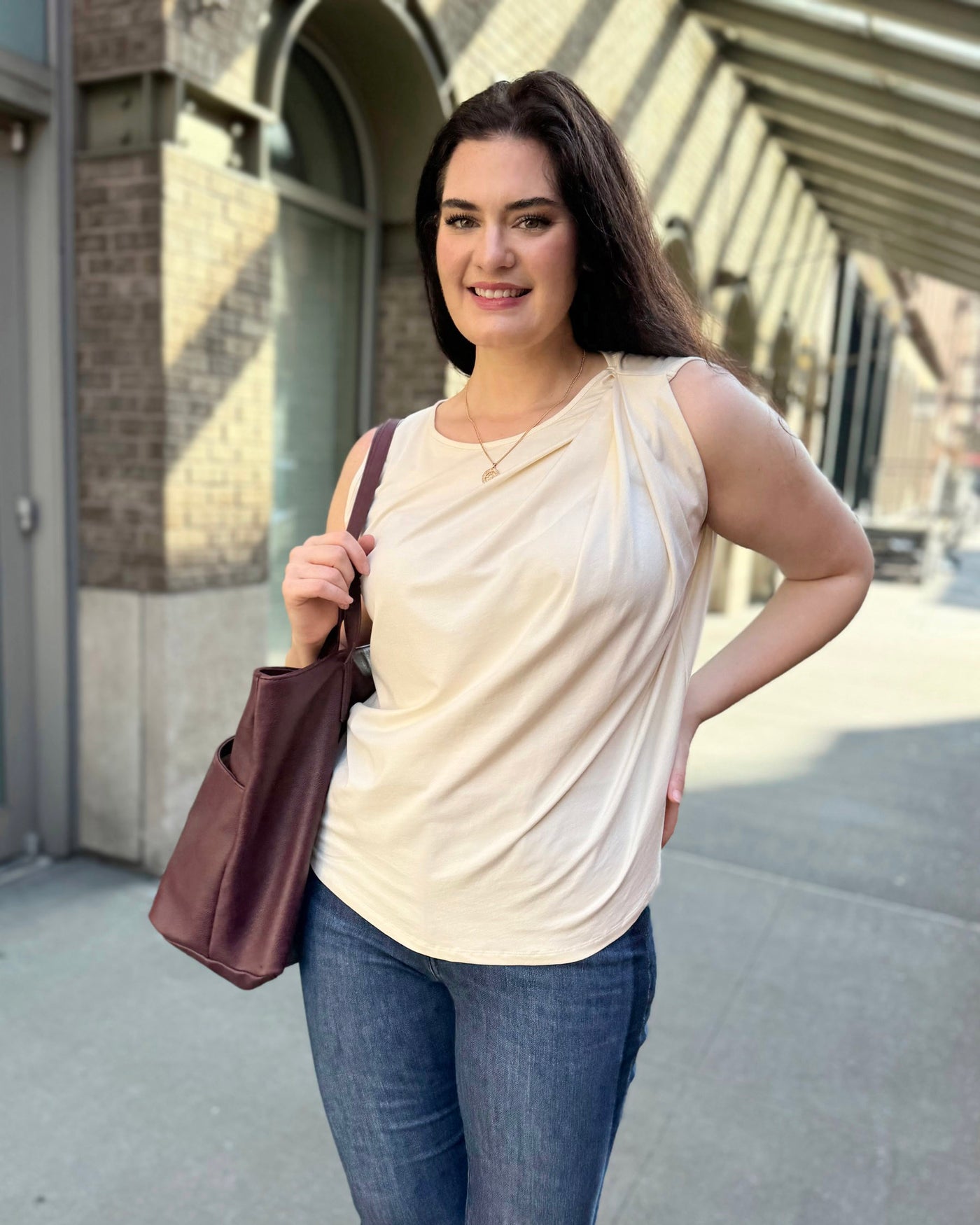 CHARLI draped top in Chalk