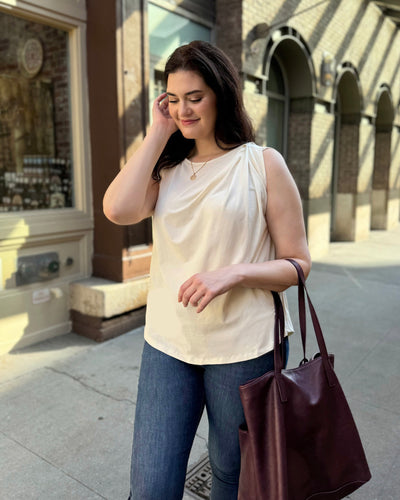 CHARLI draped top in Chalk