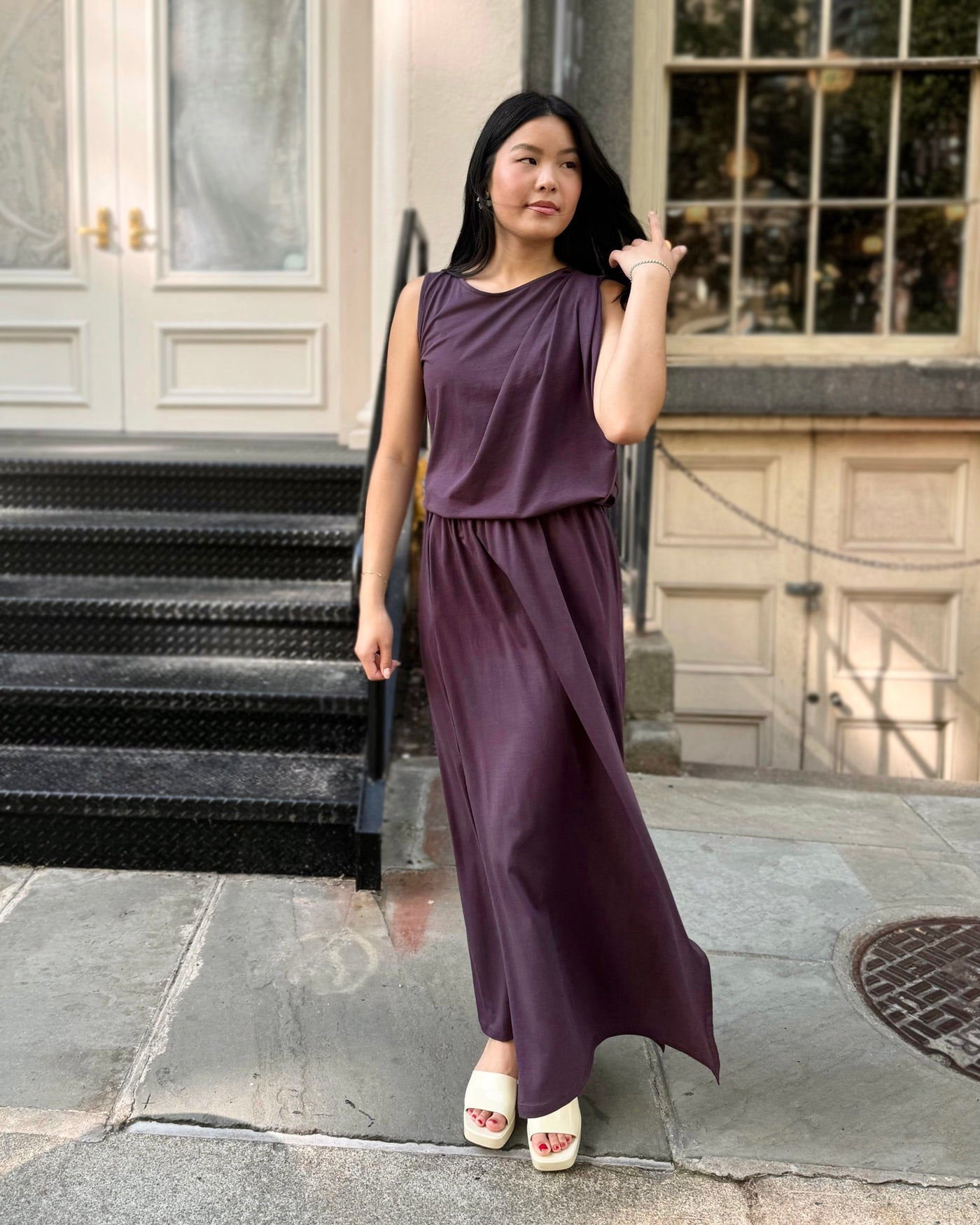 CHARLI draped top in Plum