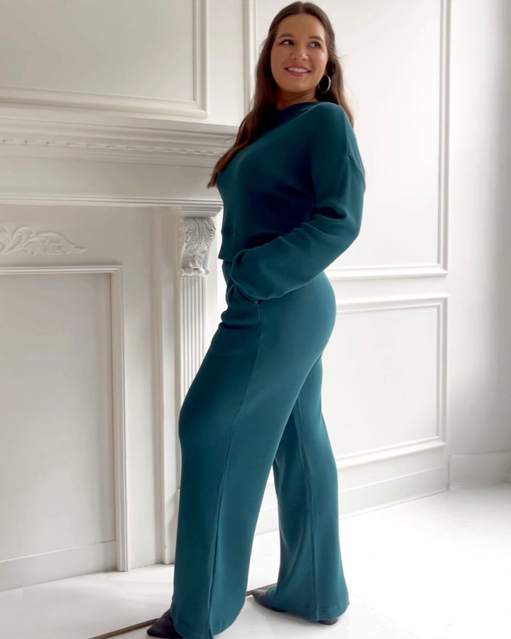 COLBY waffle knit pants in Oceanic