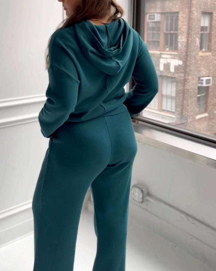 COLBY waffle knit pants in Oceanic