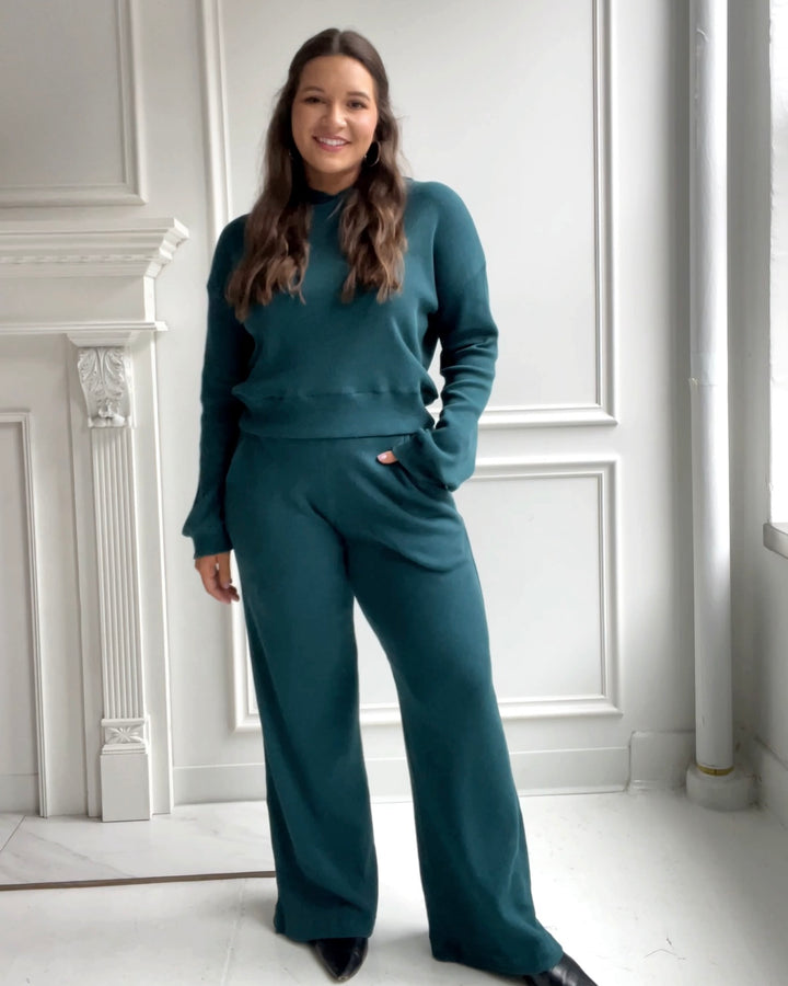 COLBY waffle knit pants in Oceanic