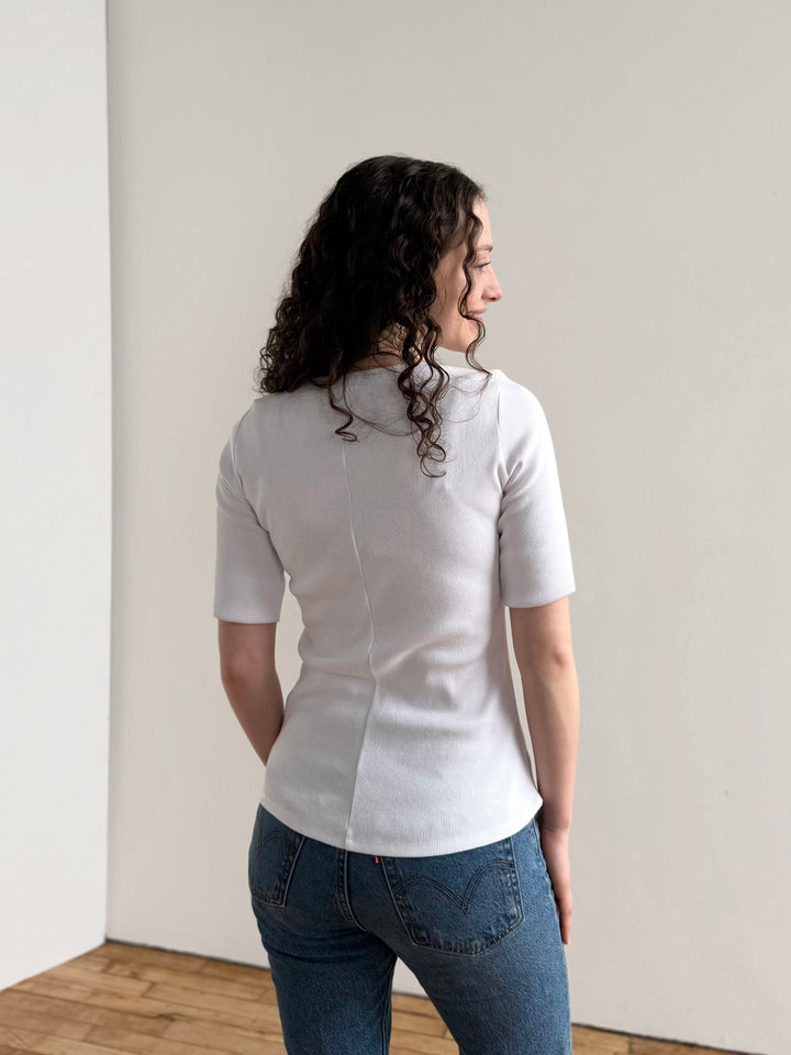 LEONOR rib-knit tee in White