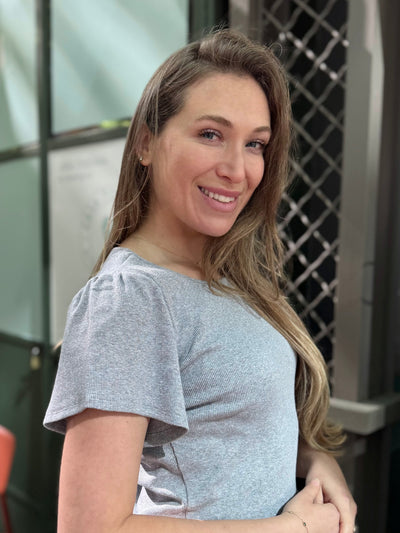 ZADIE rib knit tee in Pebble Gray