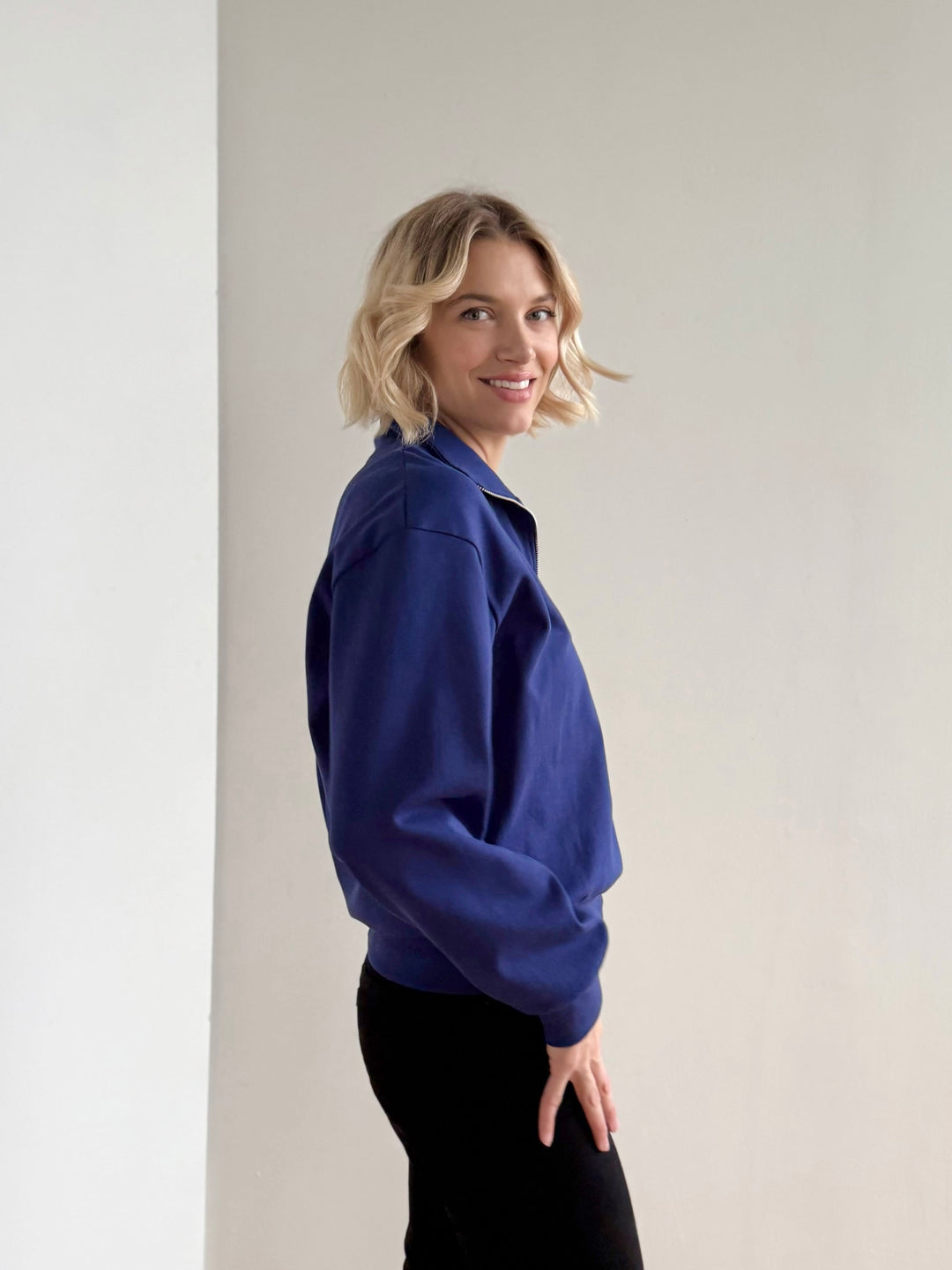 ASHER zip pullover in Bright Navy