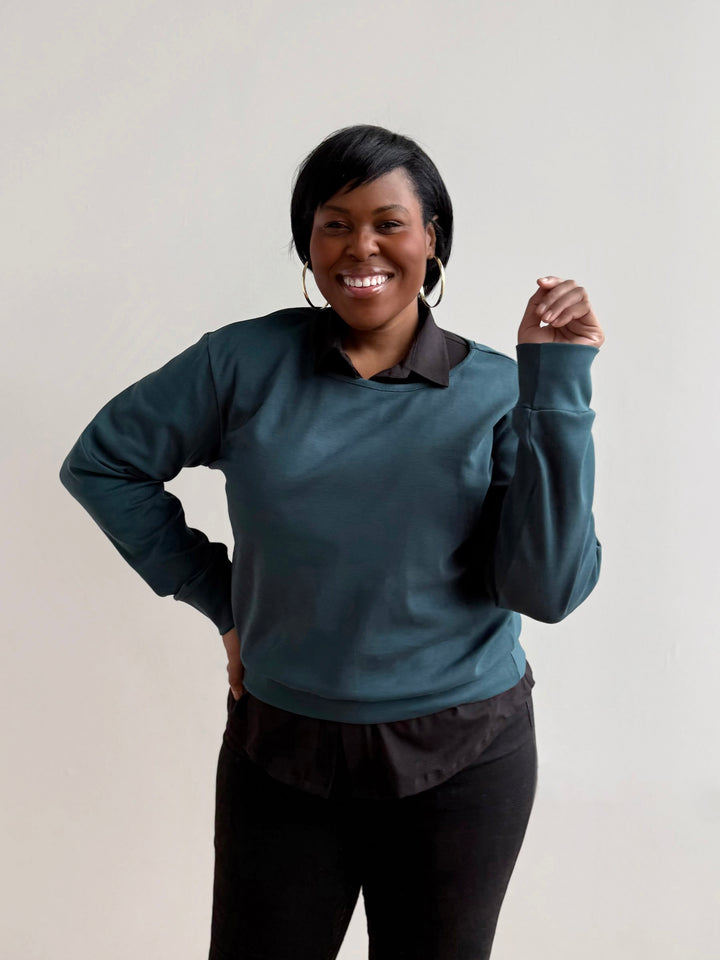 PERCY heavy knit top in Deep Sea