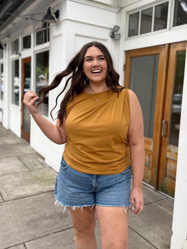 CHARLI draped top in Light Amber