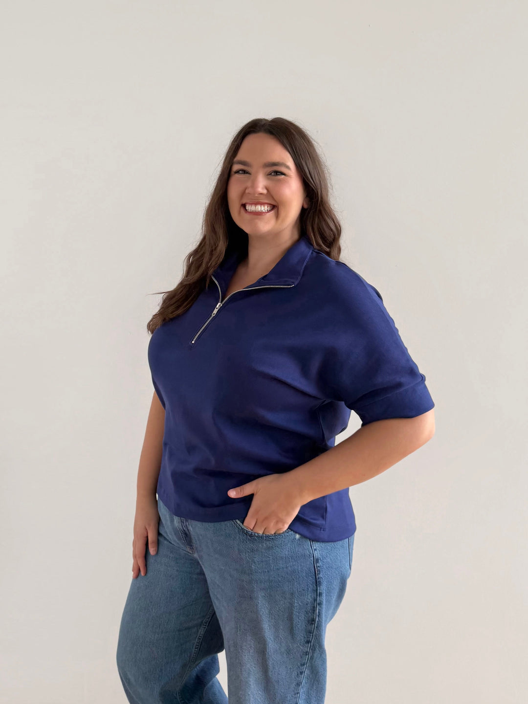 SINCLAIR heavy-knit top in Bright Navy