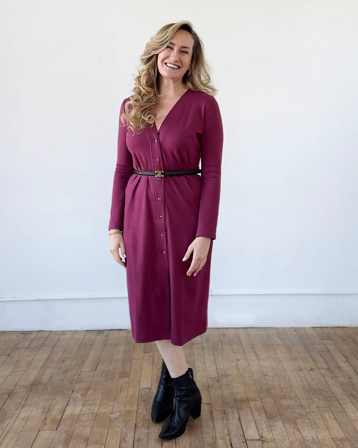 LENA doubleknit duster/dress in Raspberry