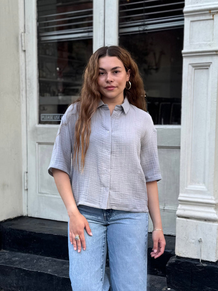 CARROLL gauze boxy shirt in Cloud Grey