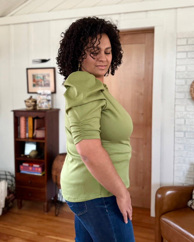 CORALIE doubleknit top in Grass Green