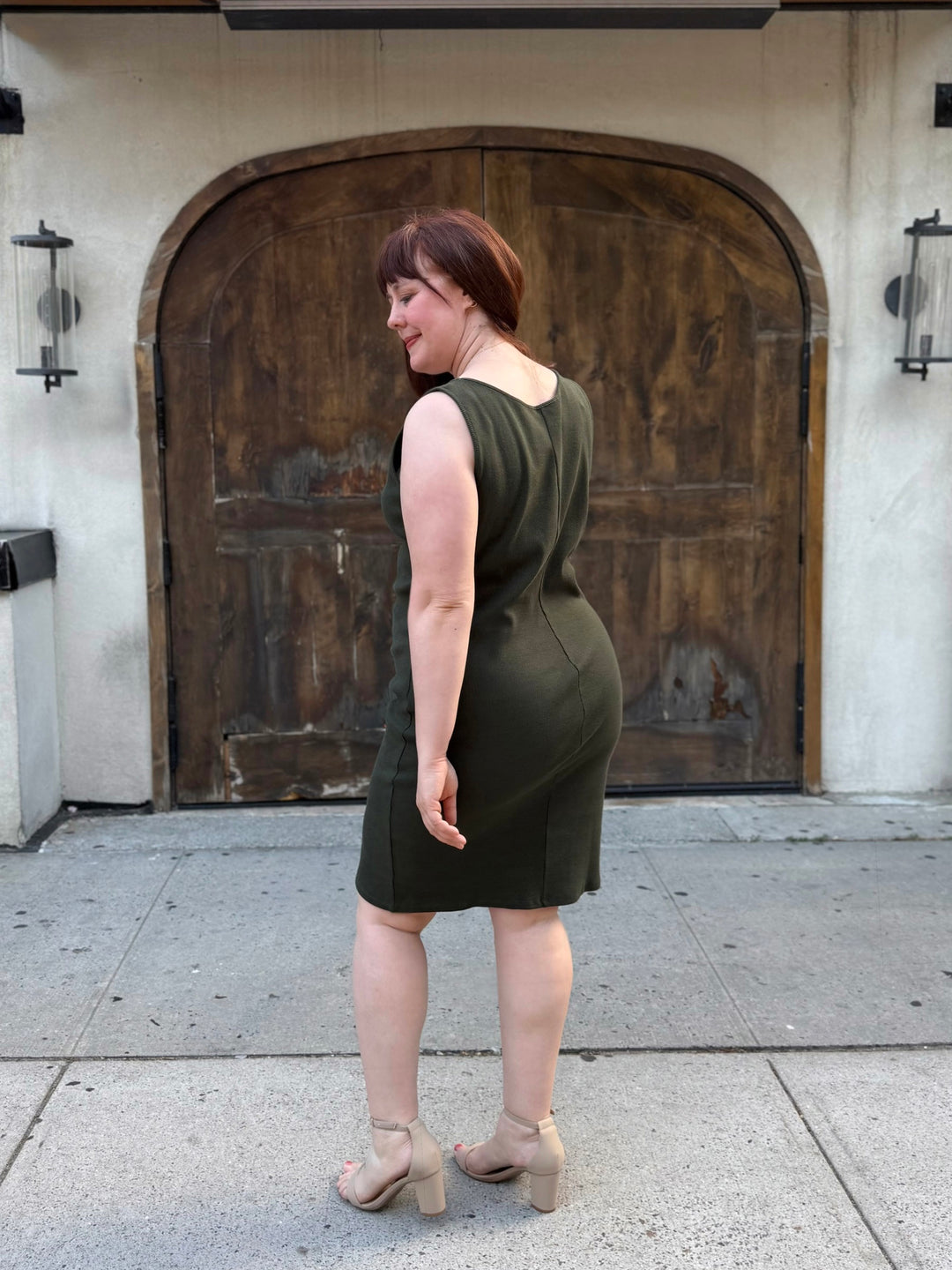 ROMY rib-knit dress in Olive Shadow