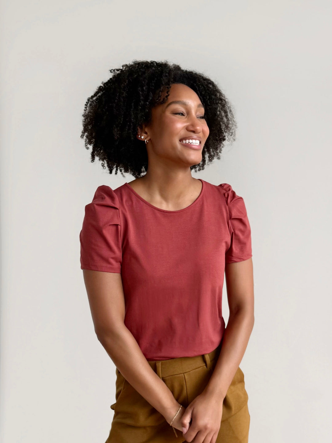 AVERIE heavy knit shorts in Warm Sienna