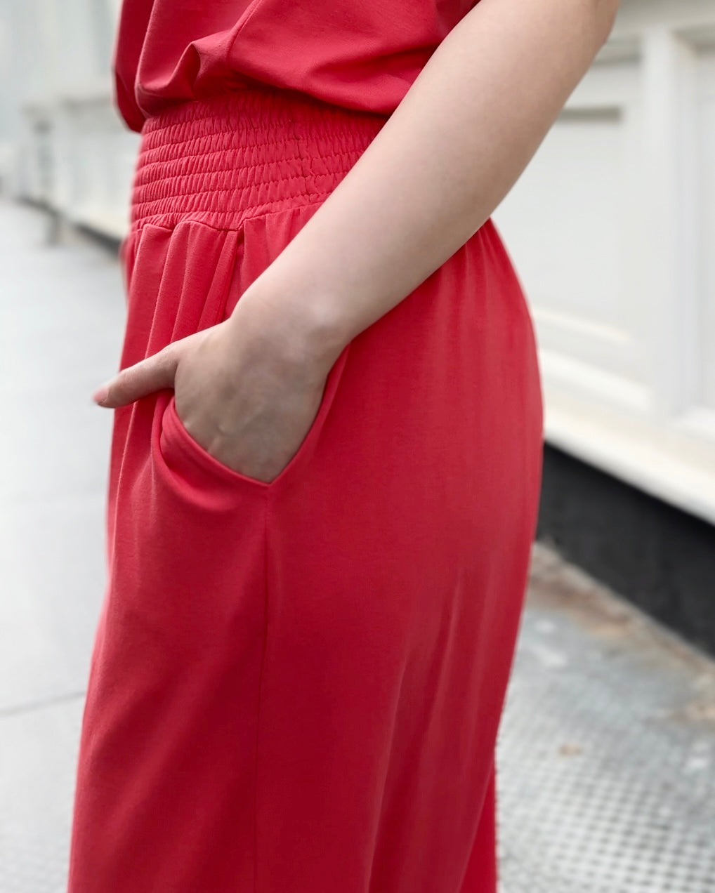 Flowy red pants hot sale