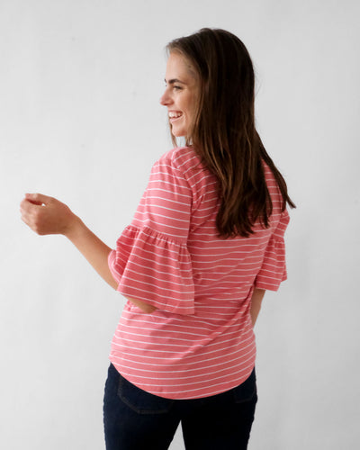 DAPHNE stripe tee in Coral