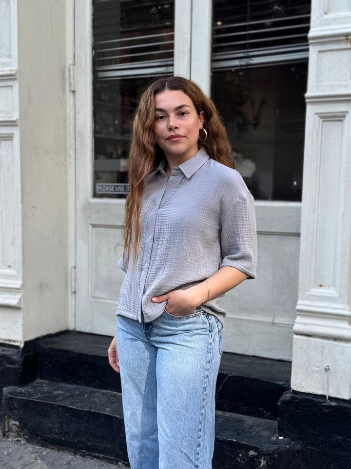 CARROLL gauze boxy shirt in Cloud Grey
