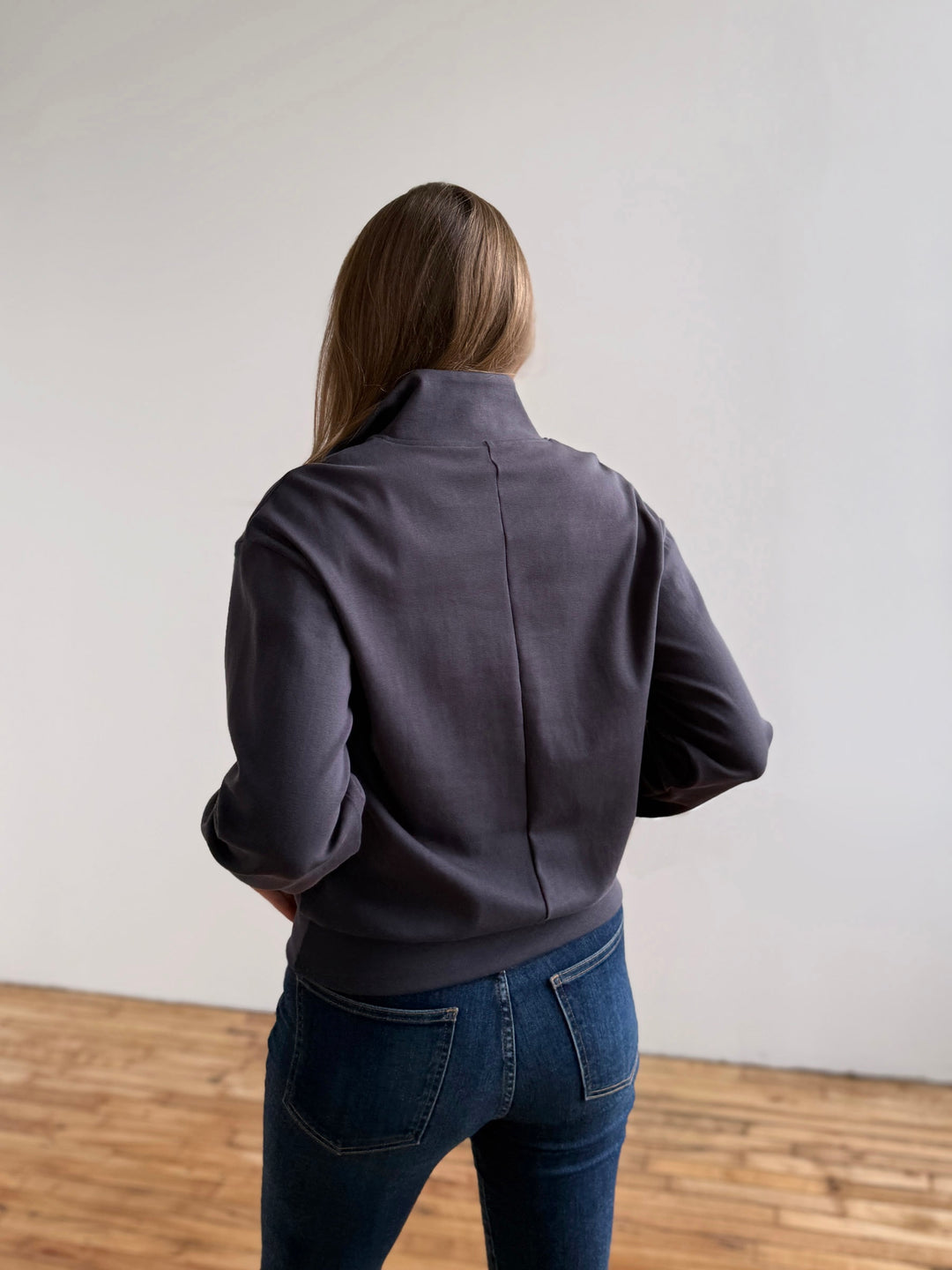 ASHER zip pullover in Gunmetal