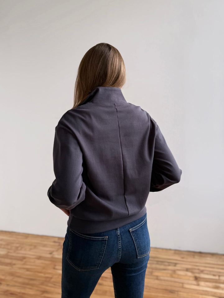 ASHER zip pullover in Gunmetal