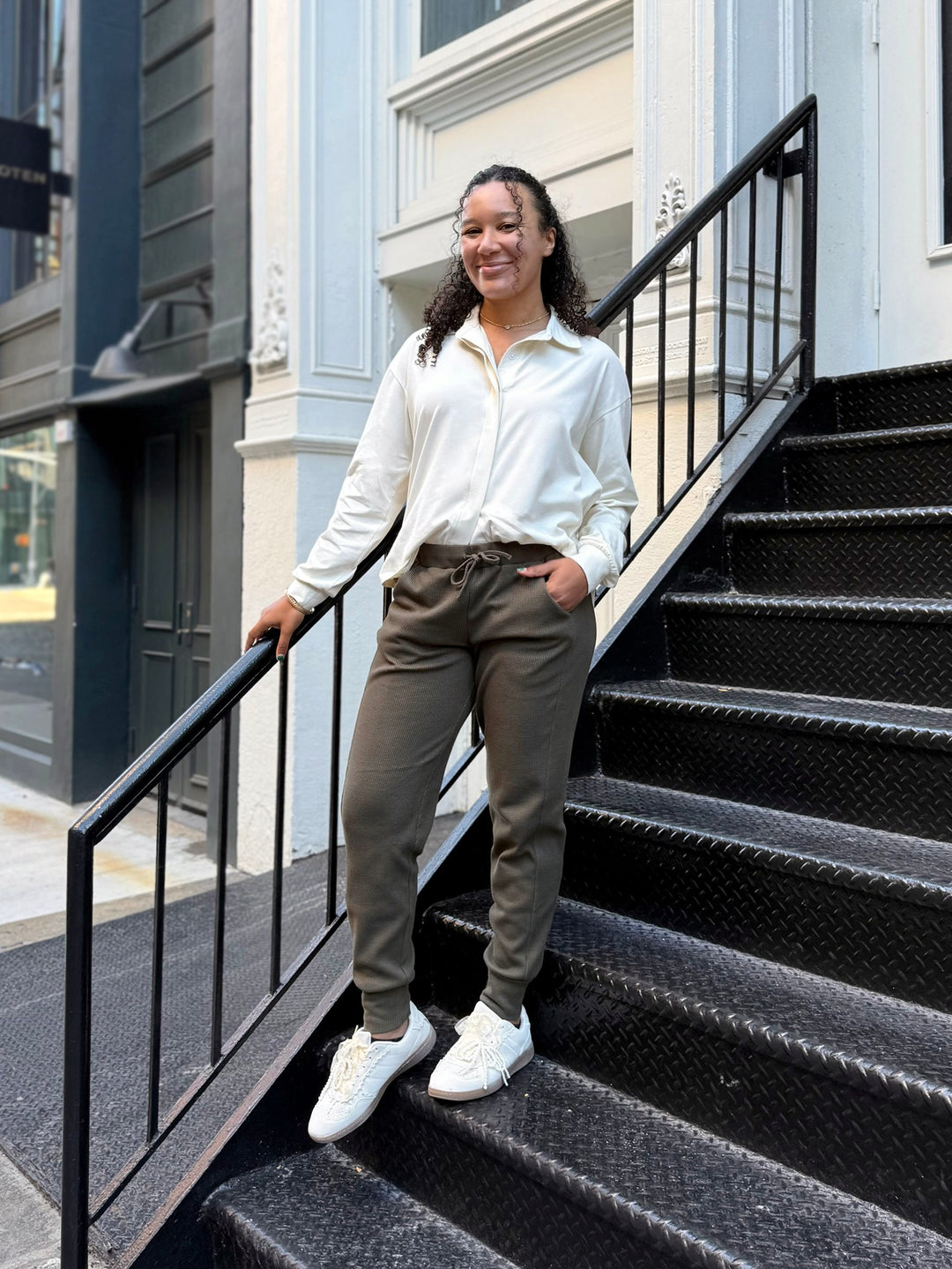 OWEN waffle knit joggers in Crocodile