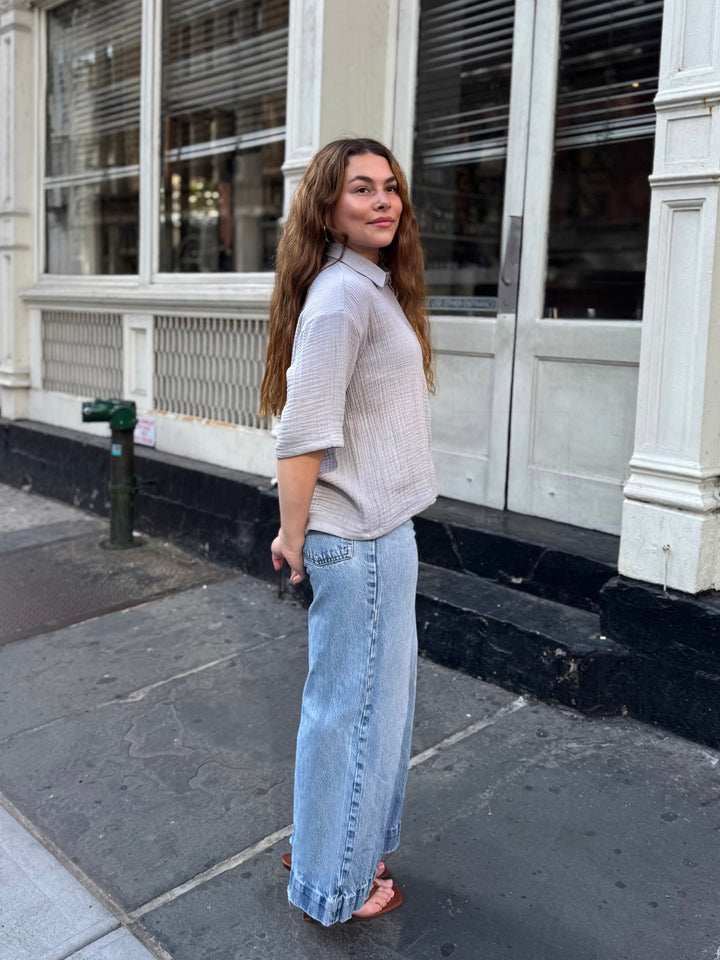 CARROLL gauze boxy shirt in Cloud Grey