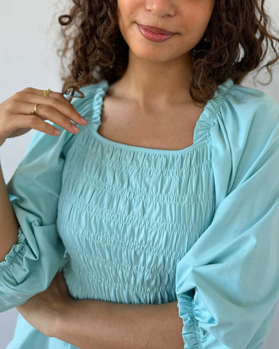 BEATRICE top in Crisp Aqua