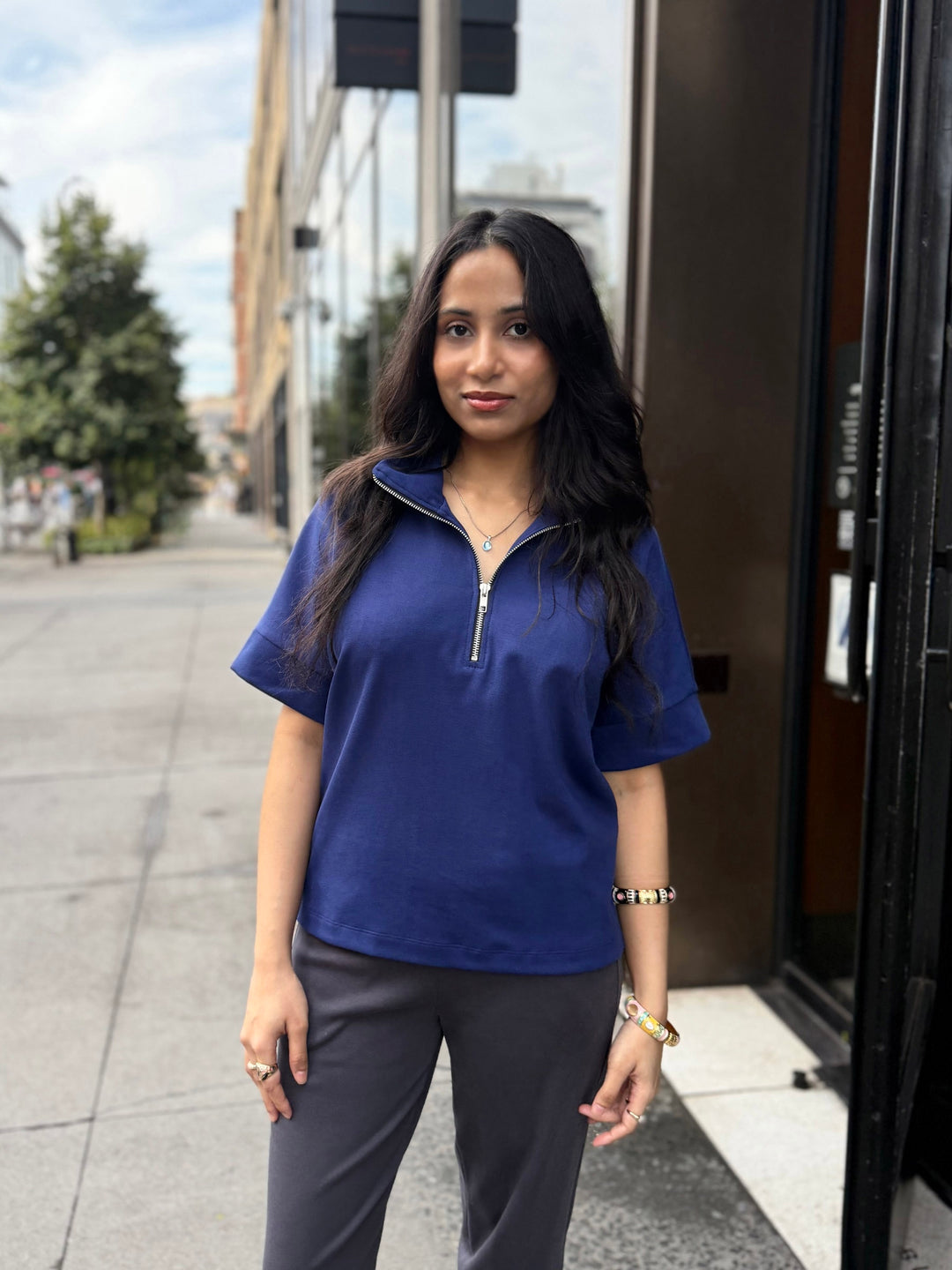 SINCLAIR heavy-knit top in Bright Navy