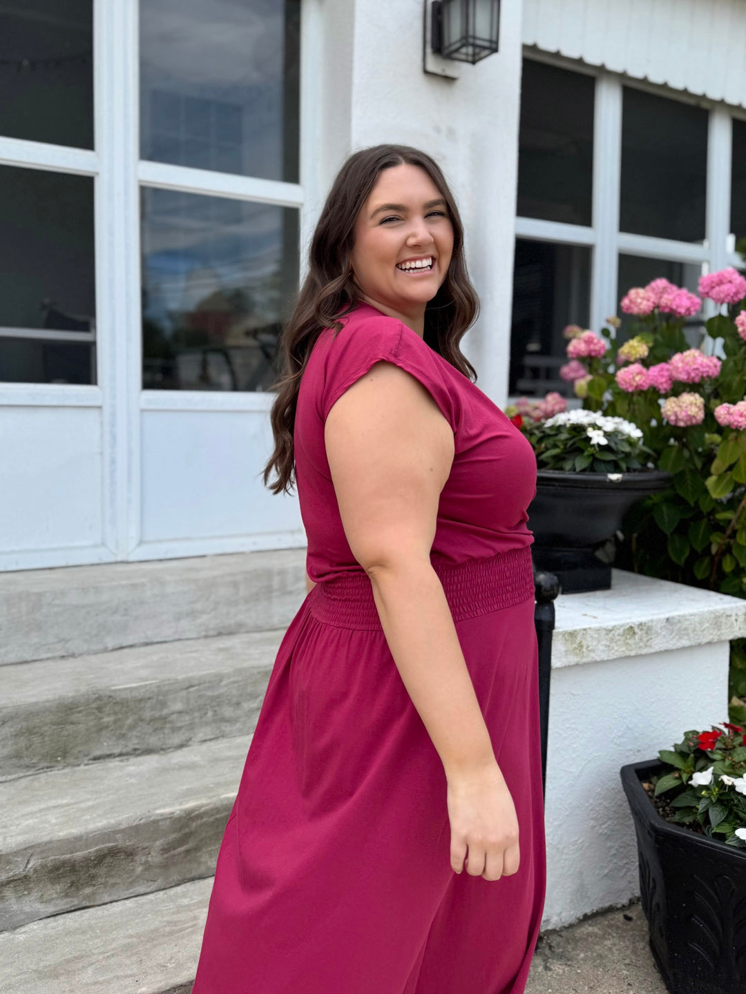 AUBREE dress in Pomegranate