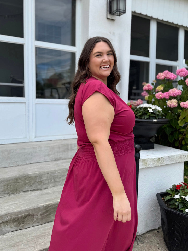 AUBREE dress in Pomegranate