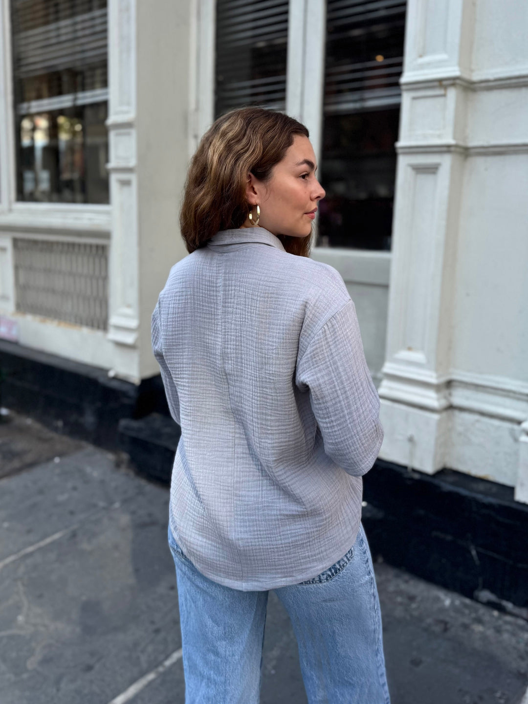 CARROLL gauze boxy shirt in Cloud Grey
