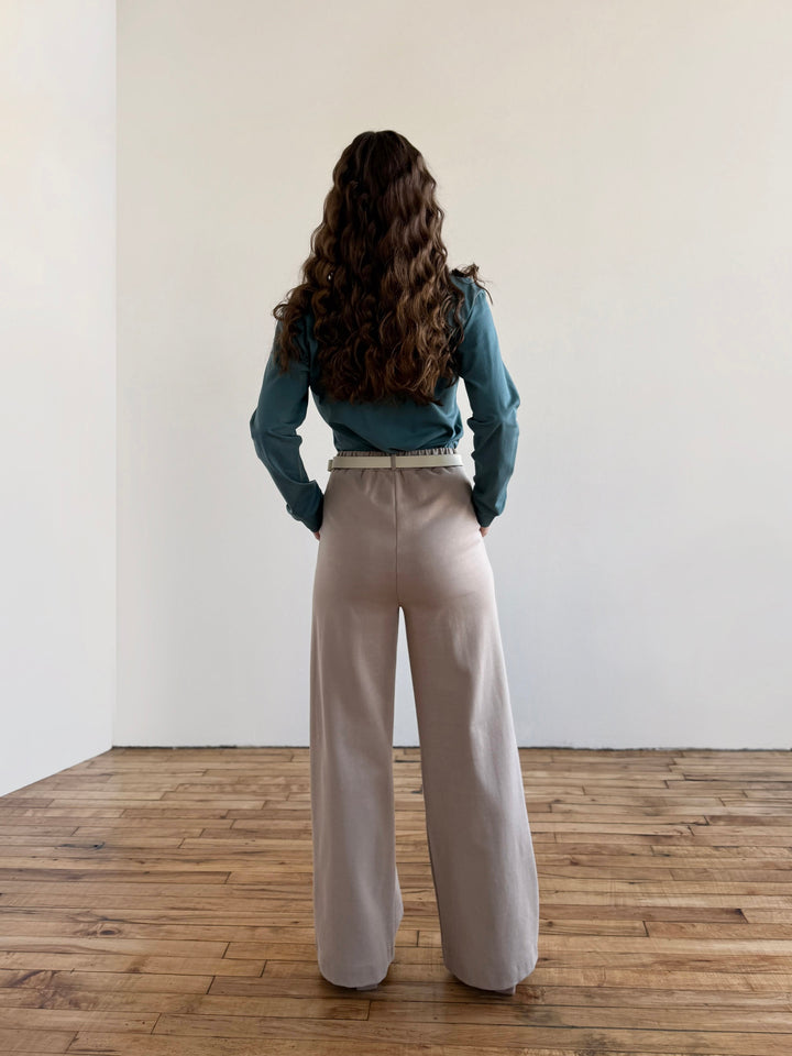 LONDON heavy knit pants in Desert Sand