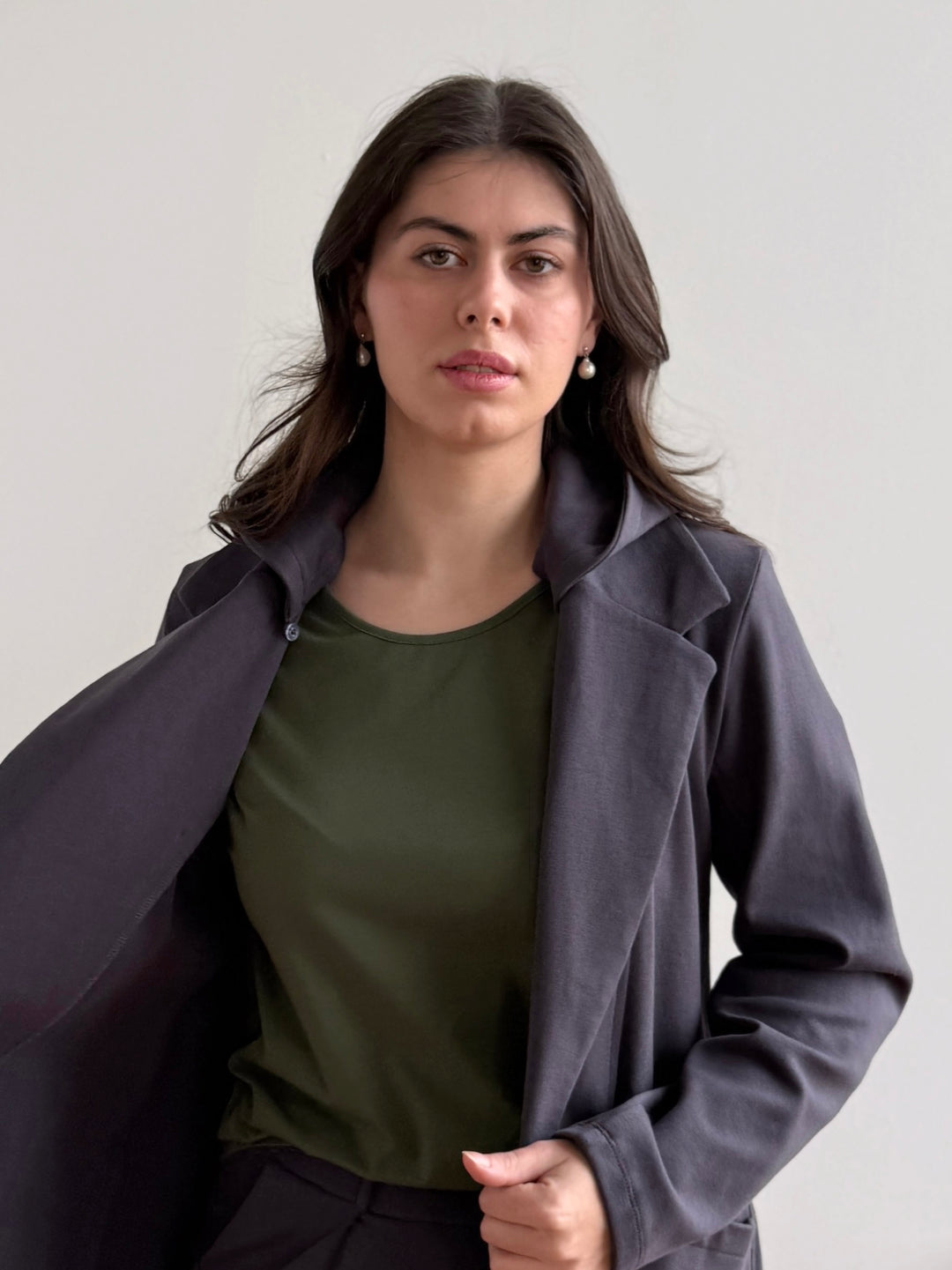 EMORY heavy knit coatigan in Gunmetal