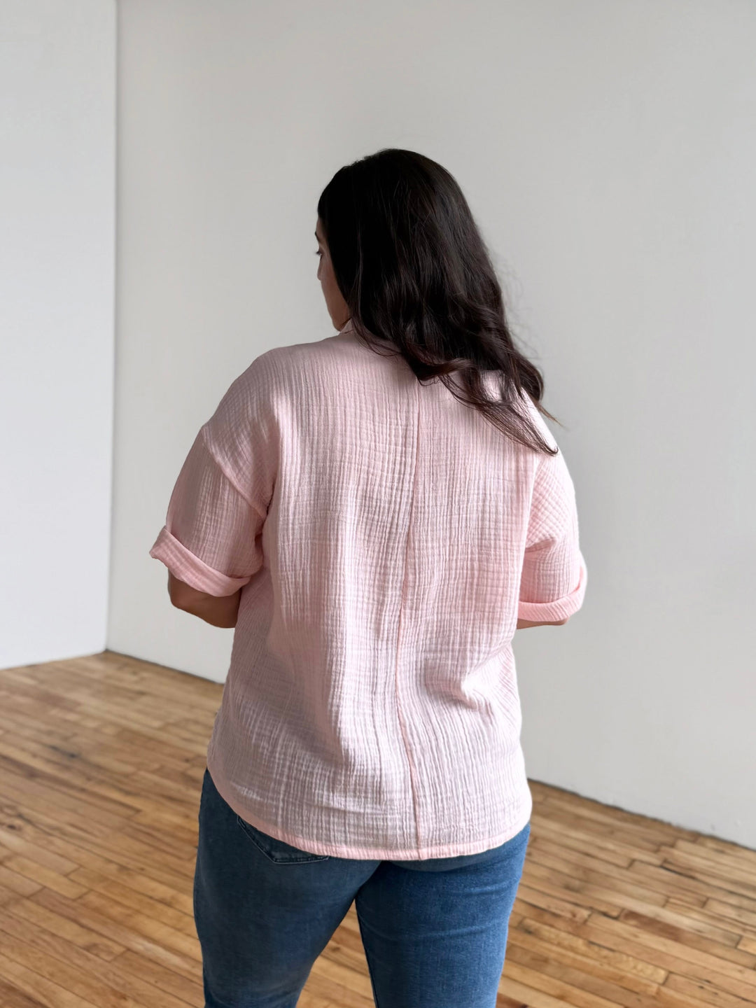 CARROLL gauze boxy shirt in Petal Pink
