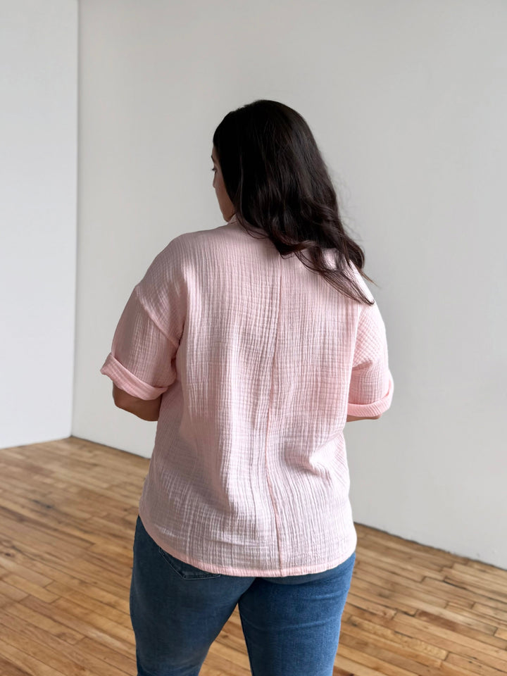 CARROLL gauze boxy shirt in Petal Pink