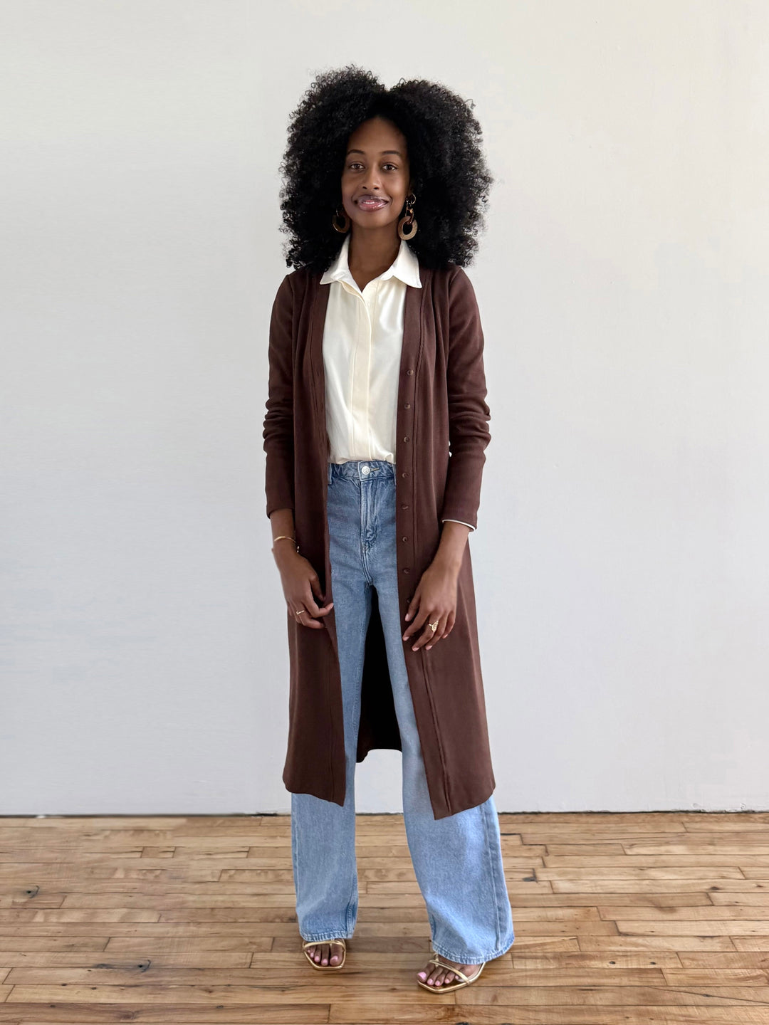 ELENA rib-knit dress in Espresso